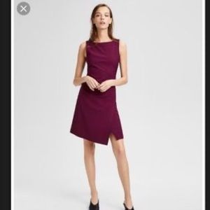 Theory Risbana power sheath wool dress in mulberry- sleeveless